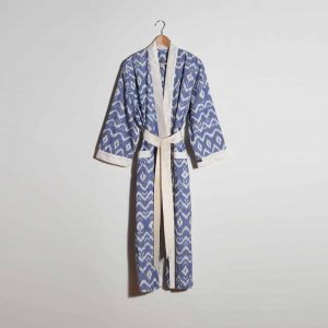 Hand-woven Cotton Dressing Gown, Blue